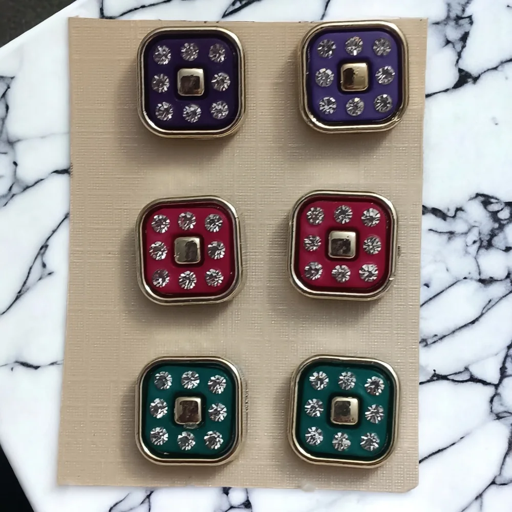 Gold Rhinestone Multicolor Earrings Set